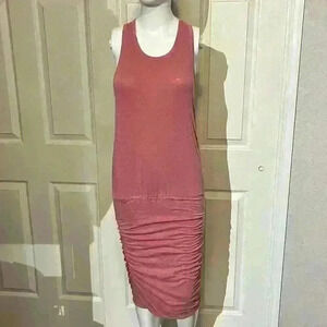 Anthropologie Sundry Womens Ruched Sides Pink Dress Racerback Size 1/S 4-6